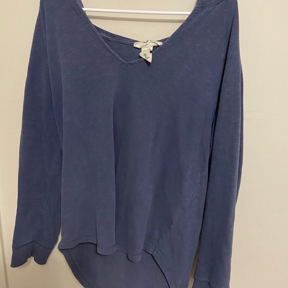 Off the Shoulder Blue Hoodie
